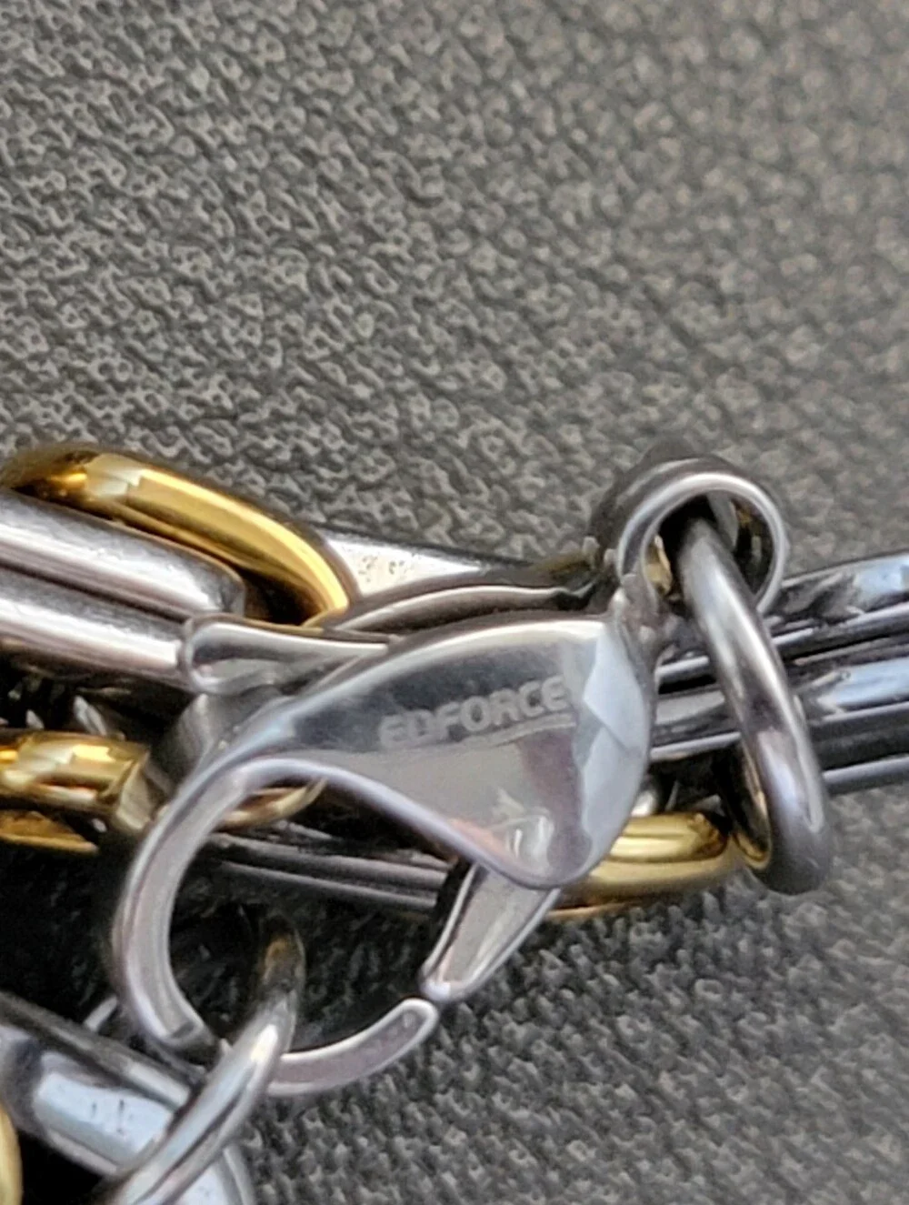 EDFORCE Two Tone Byzantine Link Bracelet Stainless Steel Gold Silver Tone Men's
